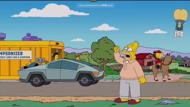 Cybertruck and other Tesla references on The Simpsons throughout the years