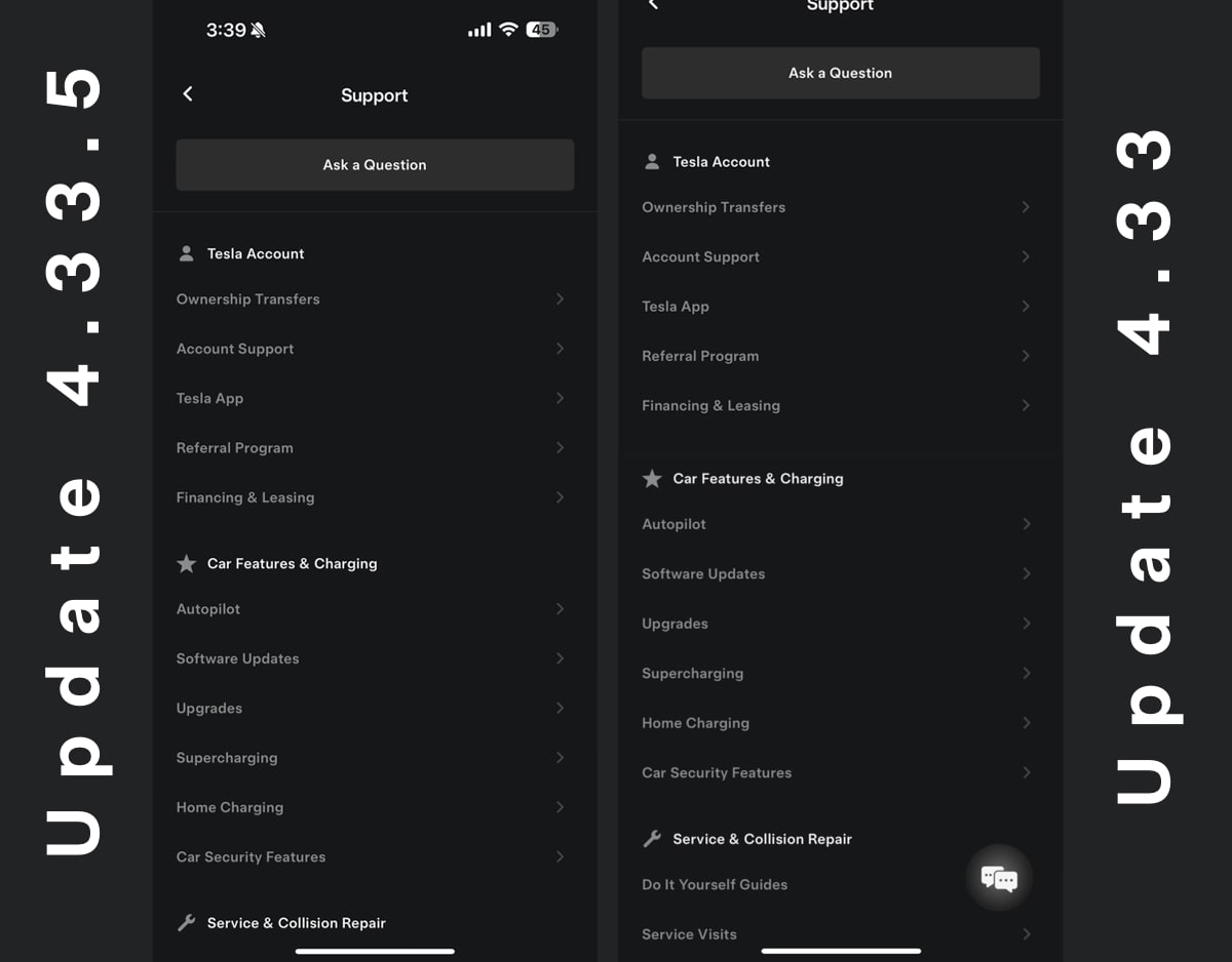 Tesla Chat Assistant feature in update 4.33.5