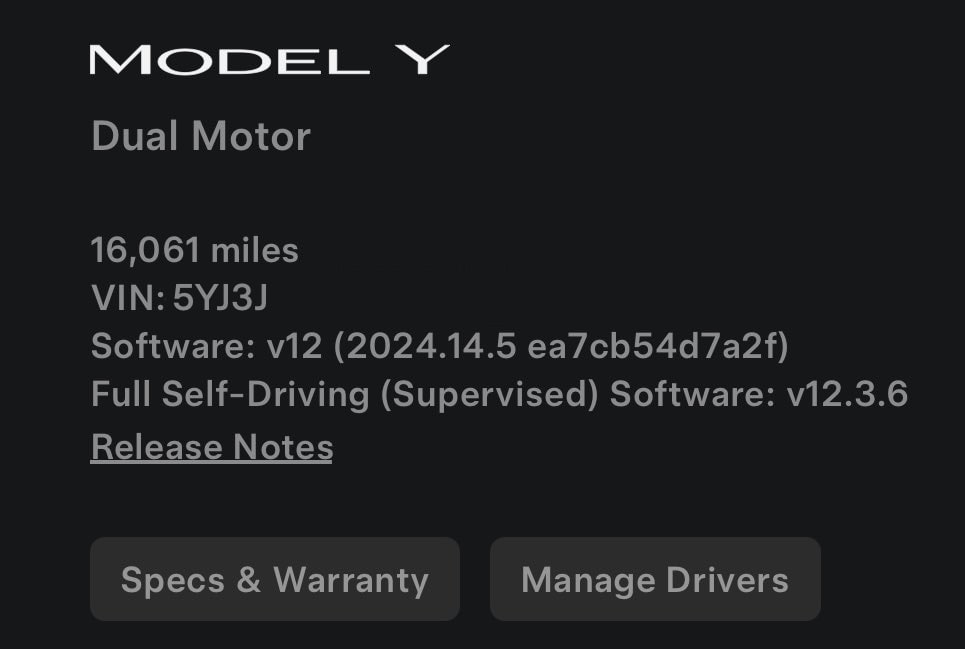 Tesla FSD Version feature in update 2024.14.8