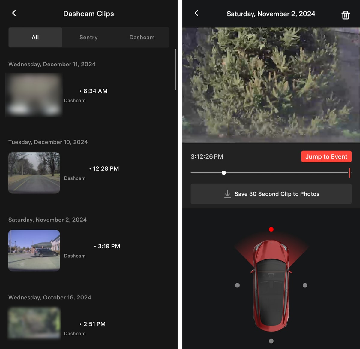 Tesla Dashcam Viewer feature in update 4.39.6