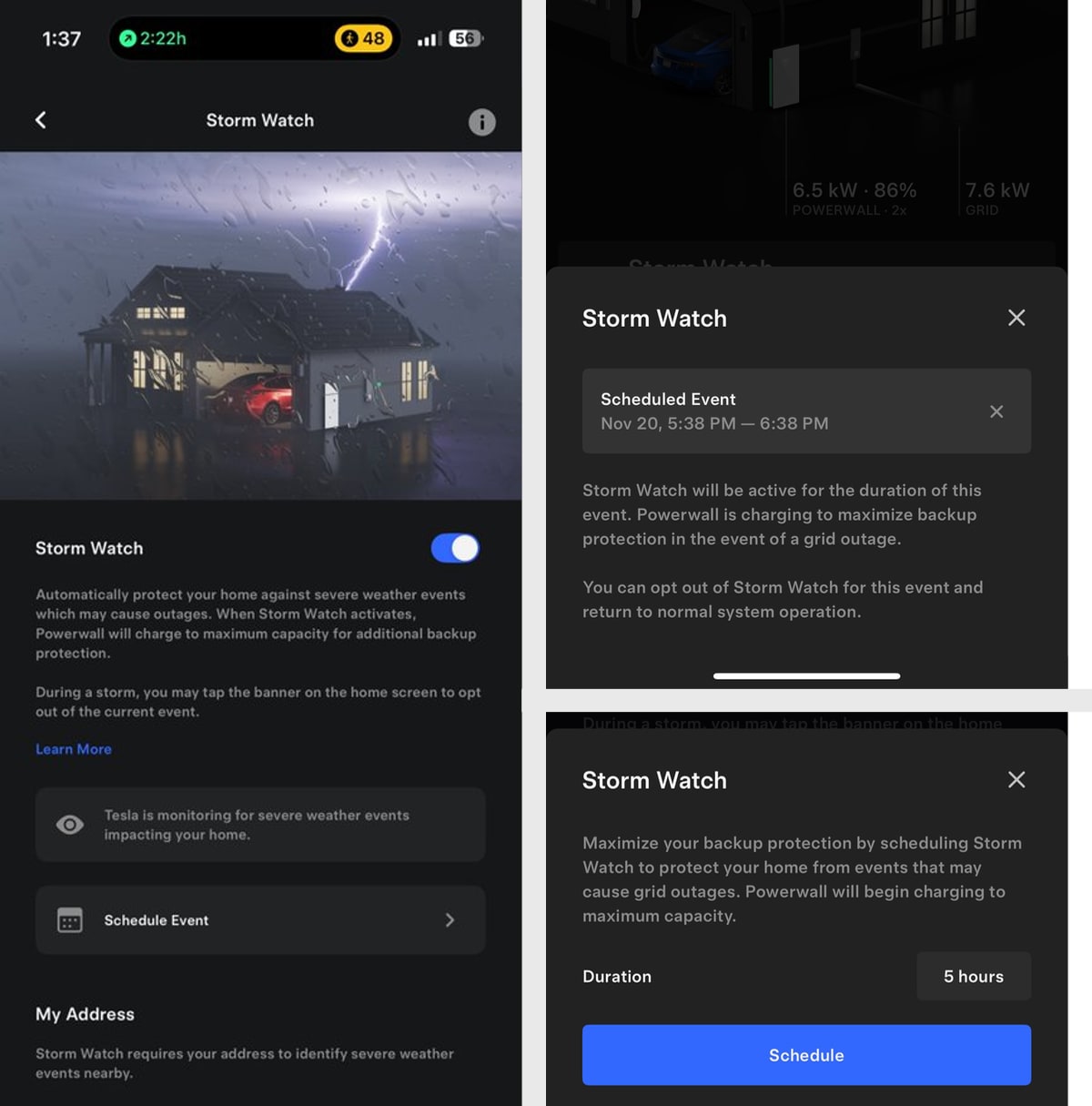 Tesla Storm Watch feature in update 4.39.1