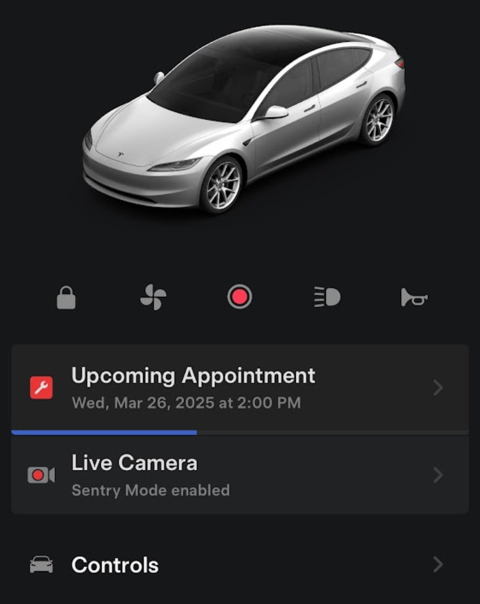 Tesla Service Appointment feature in update 4.41.5