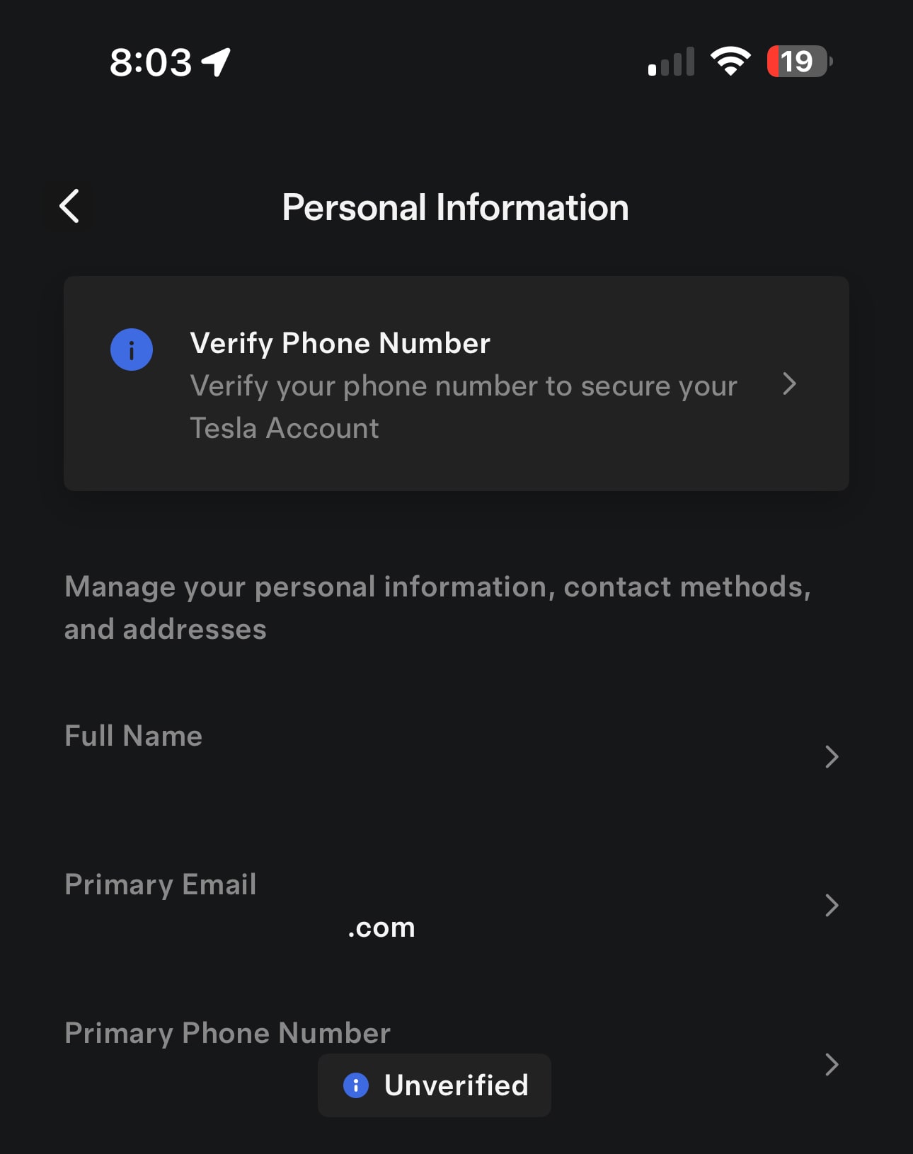 Tesla Verify Phone Number feature in update 4.42.0