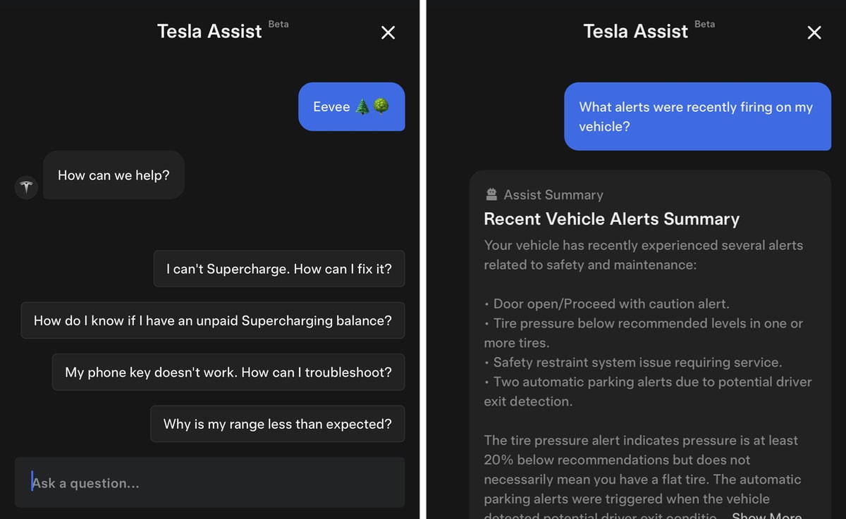 Tesla AI Assistant feature in update 4.42.5