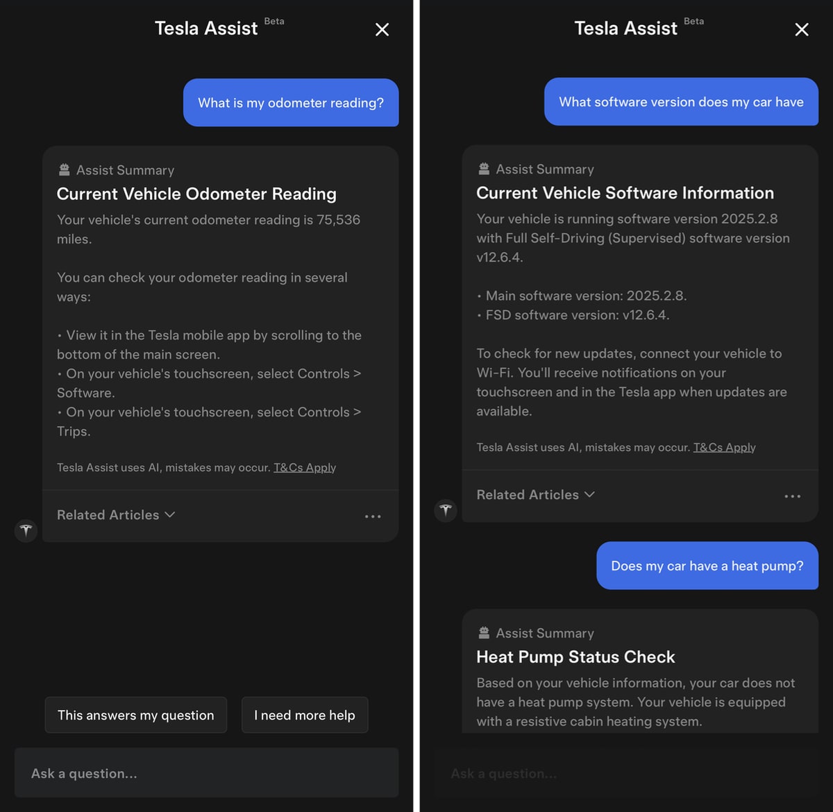 Tesla Improved Tesla Assistant feature in update 4.43.0