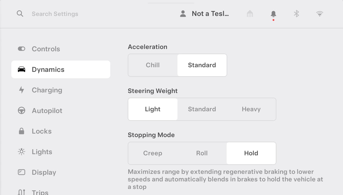 Tesla Pedals & Steering Menu Updated feature in update 2024.14.8