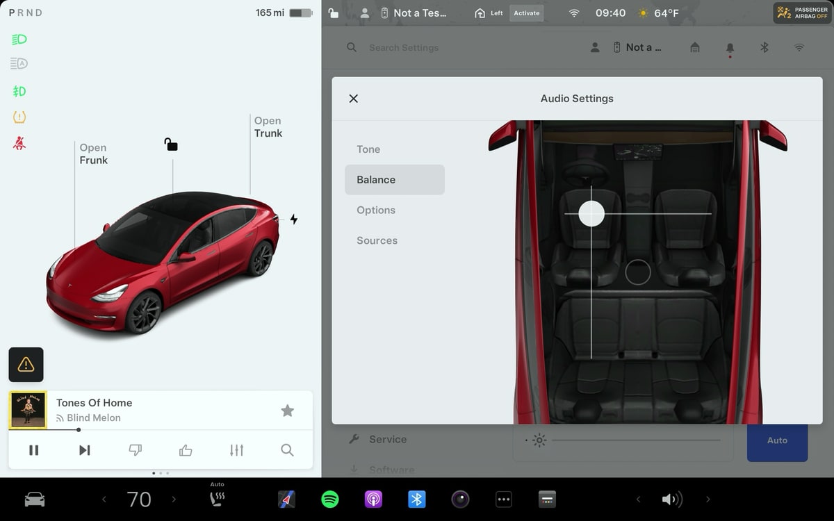 Tesla Audio Balance Per Profile feature in update 2024.27.10