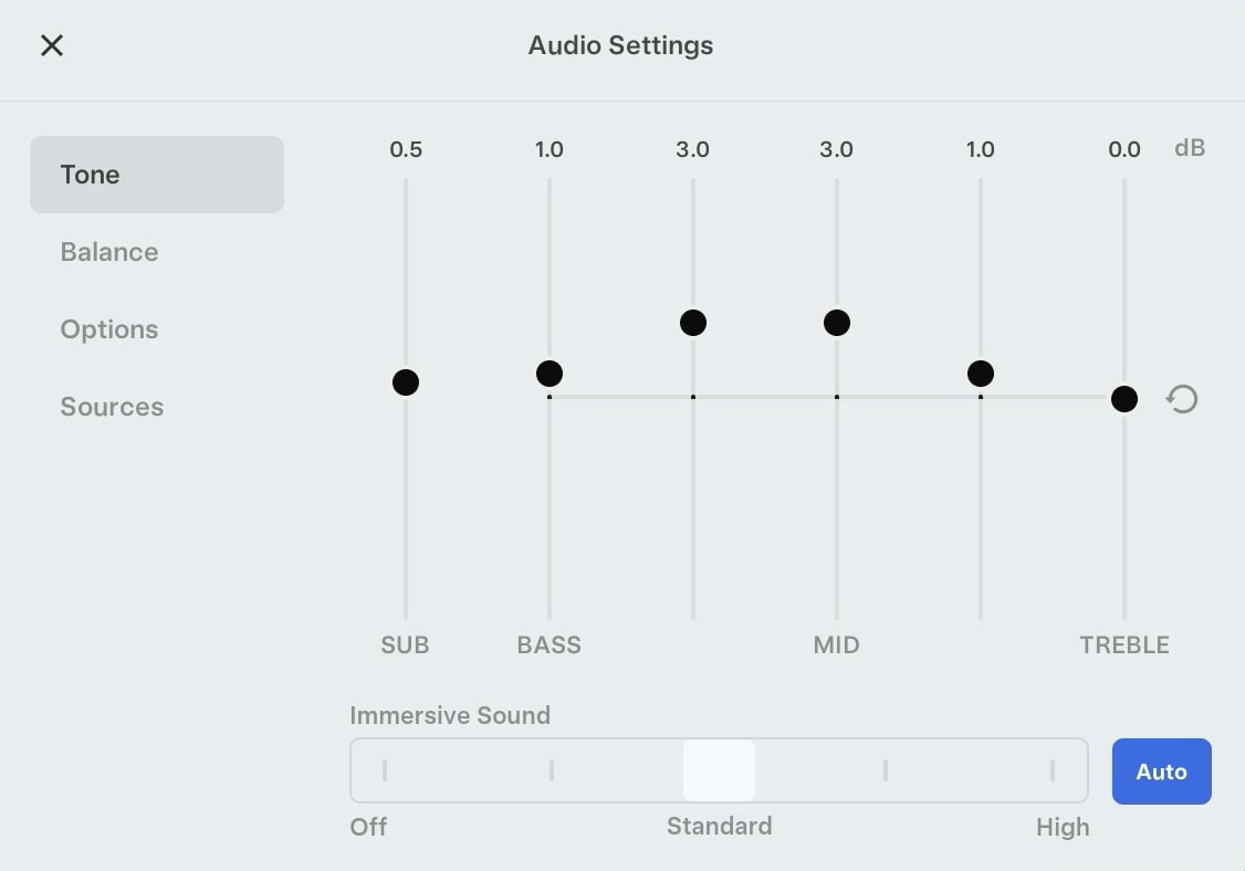 Tesla Equalizer feature in update 2024.45.25.5