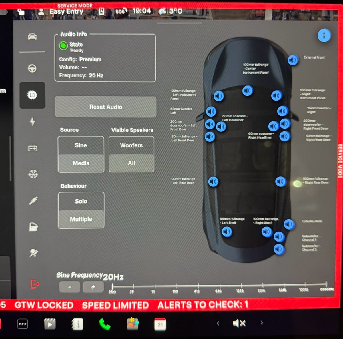 Tesla Service Mode Improvements feature in update 2024.44.4