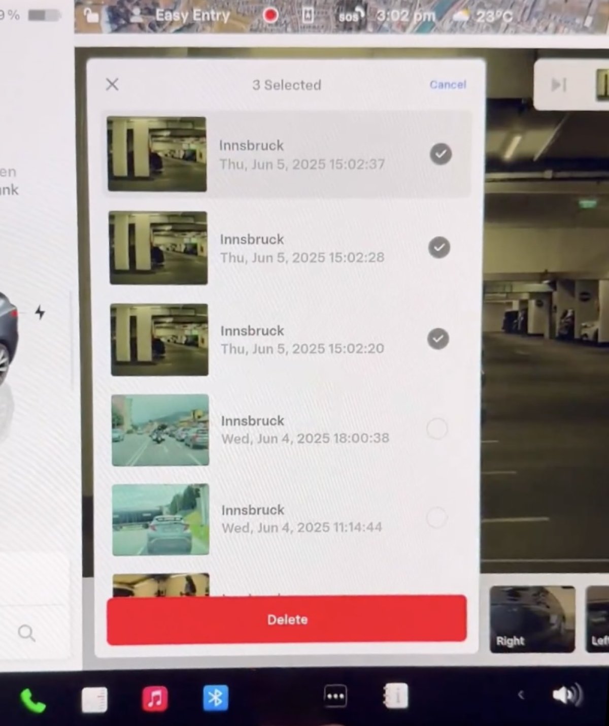 Tesla Dashcam Viewer Multi-Delete feature in update 2025.20.6