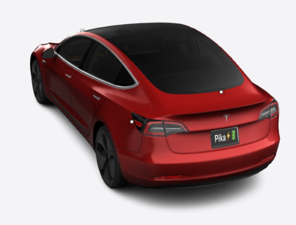 Rendering of what Tesla's license plate feature could look like